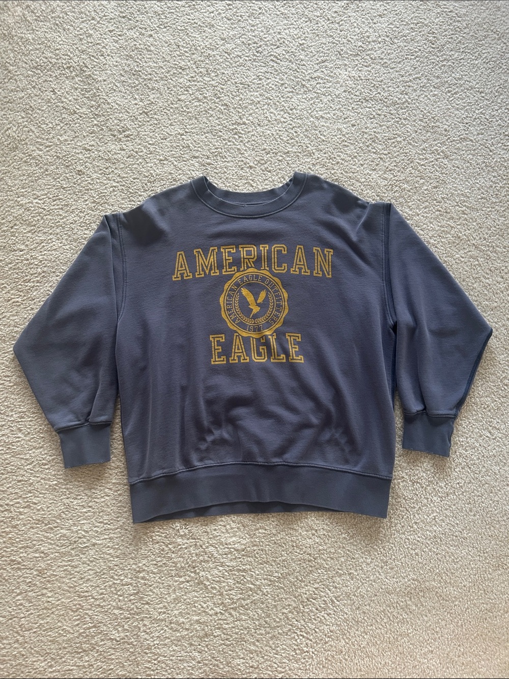 American Eagle Outfitters Navy Sweatshirt with Gold Print